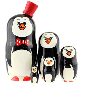 Матрёшка 170*70 Пингвин в шапке 5-и кукольная
