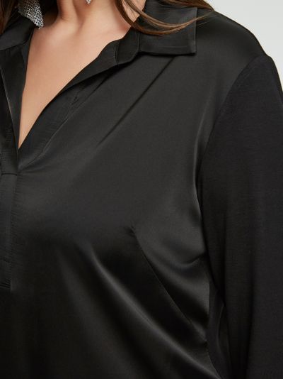 Блуза с отложным воротом в черном