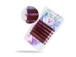 ЦВЕТНЫЕ РЕСНИЦЫ, FOR YOU WITH LOVE, WINE RED МИКС 8-13 (6 ЛЕНТ)