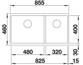 Мойка Blanco SUBLINE 480/320-U с отв.арм. InFino