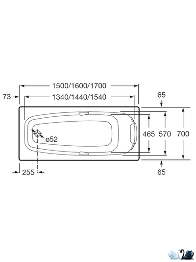Акриловая ванна Roca Sureste ZRU9302787 160 х 70 см, прямоугольной формы