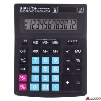 Калькулятор STAFF «PLUS» настольный STF-333-BKBU, 12 разрядов, 200×154 мм, ЧЕРНО-СИНИЙ. 250461