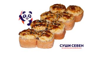 Лосось, сливочный сыр, огурец, соус сырный, кунжут, унаги соус.  250 гр