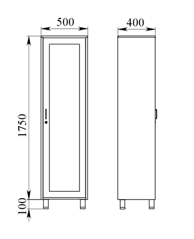 Шкаф-витрина медицинский металлический ШВМр-1.1