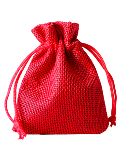 Мешочек подарочный "Льняной" 7*9, цвет ярко-красный