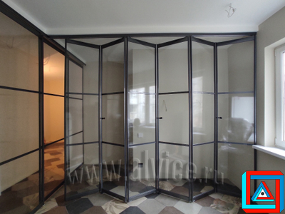 Перегородка-книжка из 6-ти створок встроенная