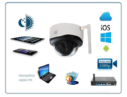 ST, уличная купольная WiFi/LAN телекамера с DVR, Full HD. 3 Mp (EasyViewer)