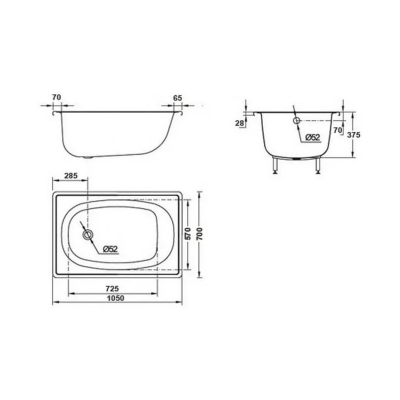 Ванна стальная BLB EUROPA Mini 105х70 с ножками (B15ESLS)