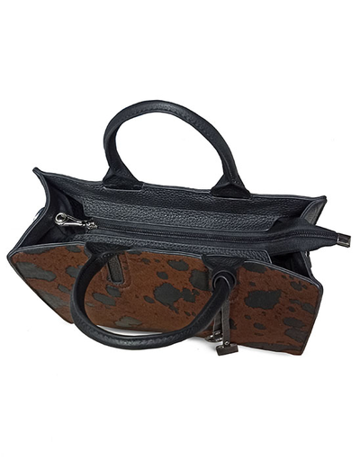 (АРТИКУЛ: 9727) СУМКА ЖЕНСКАЯ СРЕДНЕГО РАЗМЕРА, НАТУРАЛЬНАЯ КОЖА, КОМБИНИРОВАННАЯ, ЧЕРНАЯ/ КОРИЧНЕВЫЙ МЕХ, С ПЛЕЧЕВЫМ РЕМНЕМ