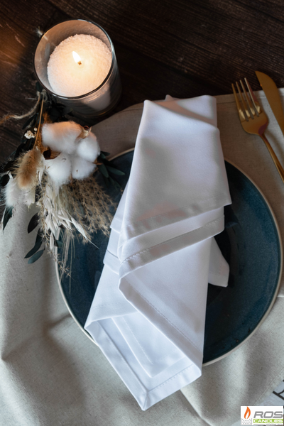 Текстильная салфетка для ресторана 45*45см, белая, евроуголок, без рисунка