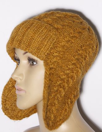 Шапка женская ушанка "Косички" 11592 горчица, молочная, серая, розовая