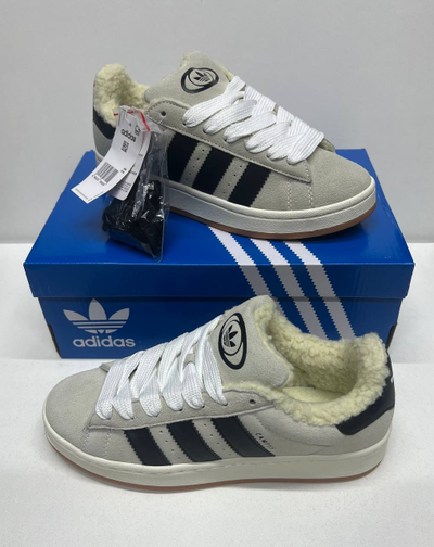 Adidas Campus 00s Crystal White Core Black с мехом