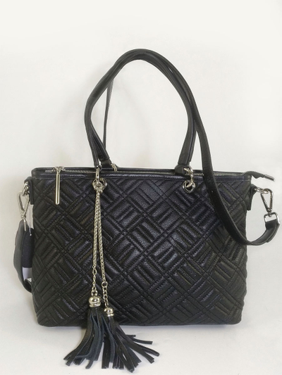 (АРТИКУЛ: 10073/5) СУМКА ЖЕНСКАЯ, СРЕДНЕГО РАЗМЕРА, НАТУРАЛЬНАЯ КОЖА, ЧЕРНАЯ, С ПЛЕЧЕВЫМ РЕМНЕМ