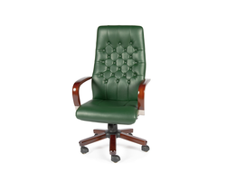 Кресло офисное Честер зеленая экокожа/дерево