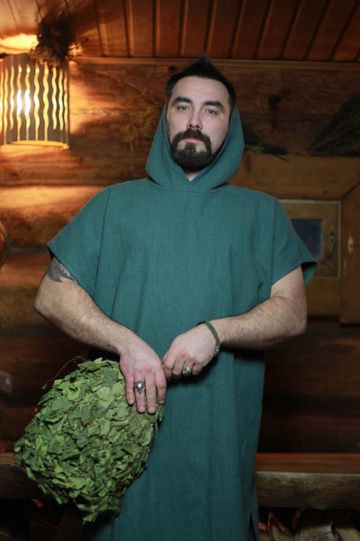 Туника с капюшоном из крапивы для банного мастера  Дар Земли