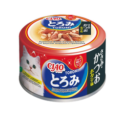 INABA CIAO Toromi (Инаба) Влажный корм для кошек Куриное филе и тунец Кацуо со вкусом морского гребешка в бульоне, консервы, 80 г