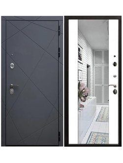 Входная дверь REX 13 Рекс 13 Силк Титан /  Зеркало СБ16 Белый матовый