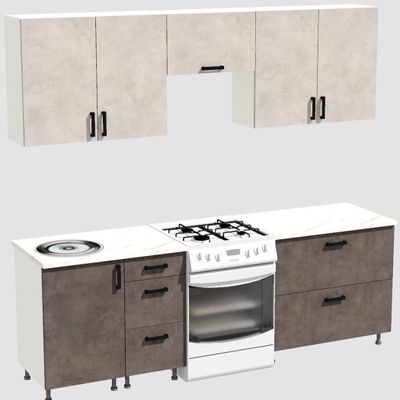 Кухня Эконом 1,8 метра (900х900) Цвет: Цемент светлый/Цемент темный