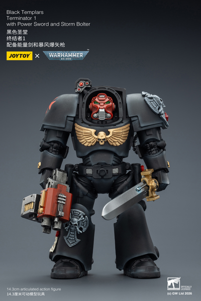 Терминатор Черных Храмовников (Warhammer 40K) - КОЛЛЕКЦИОННАЯ ФИГУРКА 1/18 Black Templars Terminator with Power Sword and Storm Bolter (JT03097) - JOYTOY