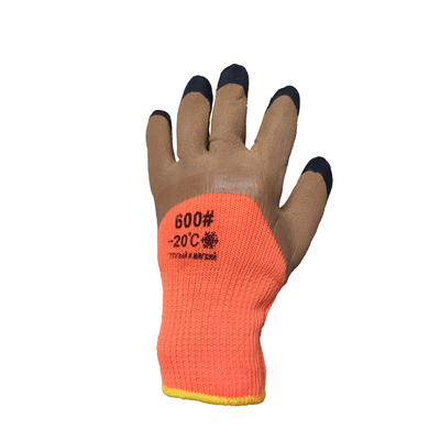 Перчатки ЗИМА утепленные оранжевые с коричневым обливом