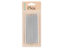 Свечи Серебро, Металлик, 12 см, 8 шт. с держат.