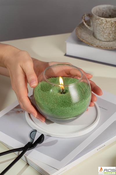 Насыпная свеча "Шар" 12*10 см, цвет "Зелёный"