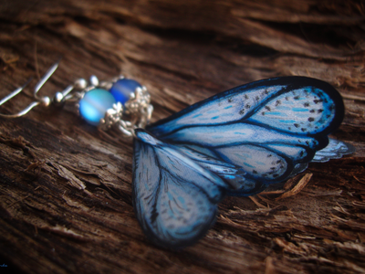 "Тайны небесных сфер", серьги с шёлковыми крылышками