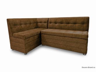 Кухонный Угловой диван "ФОРУМ-5МН" Стандартный велюр Коричневый, левый