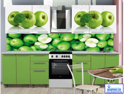 КУХОННЫЙ ГАРНИТУР С ФОТОПЕЧАТЬЮ 2.0 м "Зеленые яблоки" ЛДСП (выбор фотопечати) мм