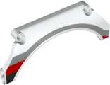 Technic, Panel Car Mudguard Arched 13 x 2 x 5 Straight Top with Black, Red and Gray Stripes Pattern Model Front Left Side, White (42545pb001L / 6253094)