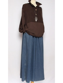 Рубашка "Вельвет с трикотажем2" шоколад