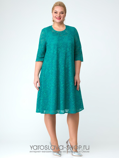 Нарядное кружевное платье бирюзового цвета