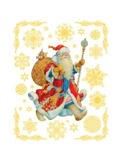 Украшение оконное Дед Мороз с мешком подарков, 30x38 см