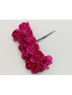 Букетик роз, цвет фуксия (1,5 см, 12 штук)