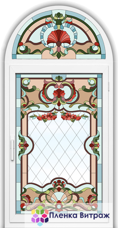 Витражная пленка, витражная пленка самоклеющаяся под заказ,пленочный витраж с классическим рисунком