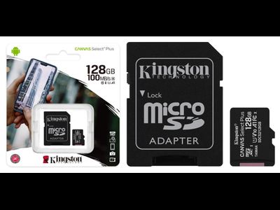 Карта памяти Kingston SDCS2/128GB microSD 128GB microSDXC Class 10 UHS-I U1 Canvas Select Plus (SD адаптер)