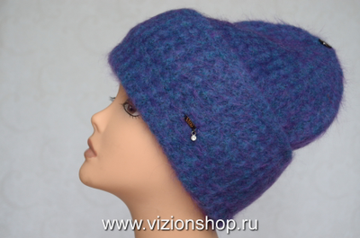 Голубая итальянская шапка с отворотом Vizio Collezione фото