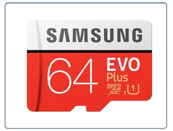 Карта памяти microSDXC UHS-I U1 SAMSUNG EVO PLUS 64 ГБ, Class 10, MB-MC64HA/RU + адаптер (100/20)
