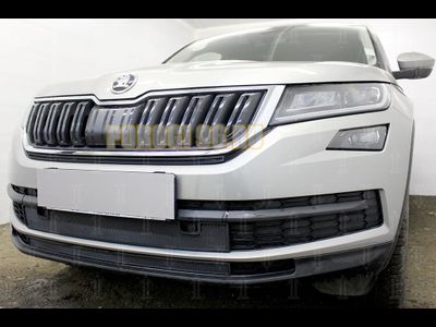 Защита радиатора Skoda Kodiaq 2016- black верх