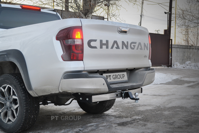 Фаркоп с нерж. накладкой Changan Hunter Plus 2023- PT Group быстросъёмный под квадрат