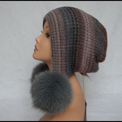 Двухсторонняя шапка ушанка с помпонами Vizio Италия 6716 серая