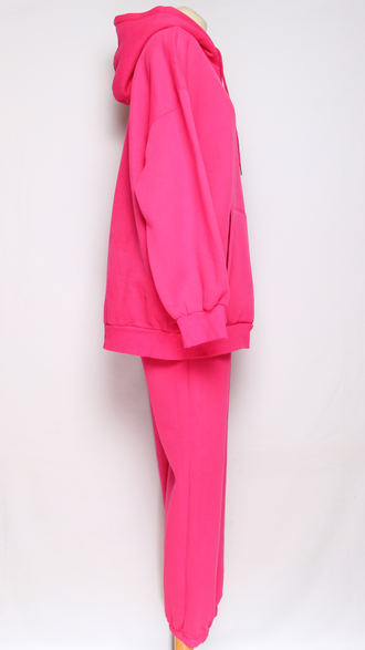 Костюм тройка: худи, брюки, жилет."Теплый с жилетом" фуксия р.50-54