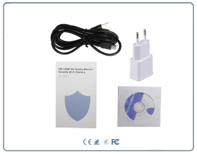 IP видеоняня WiFi (Настольные часы - информатор качества воздуха, охранная видеокамера) с аккумулятором и с DVR, Full HD 1 Mp