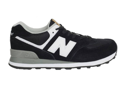 New Balance 574 Черные с белым (Экозамша) фото