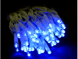 Гирлянда-нить уличная IP 65 с контроллером белый провод синяя 80 ламп 10м