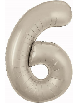 Шар цифра 6 кремовая