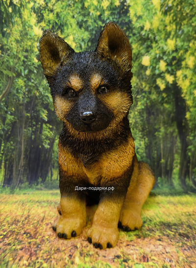 ОВЧАРКА щенок - фигура 37*30*20 см  1,7кг   экологичный полистоун Россия  2398-012980*  Не боится влаги и перепадов температур 2780/012980