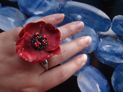 Кольцо-цветок "Маквушка, лягушачий мак"