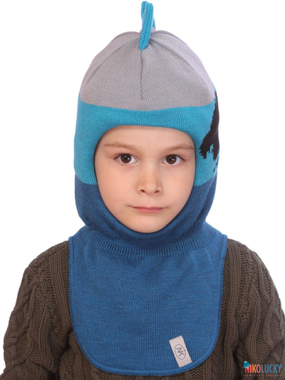 Шапка-шлем 20101-09, синий, ярко-голубой, серый р.48-50