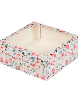 Коробка для зефира с/о (крышка-дно, принт "розы"), 200*200*70мм